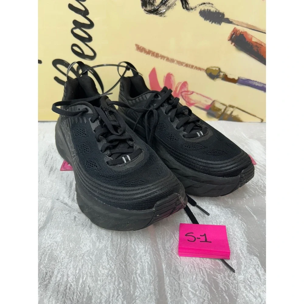 Hoka One One Bondi 6 Womens 8.5 Black Running Shoes 1019270 BBLC Sneaker